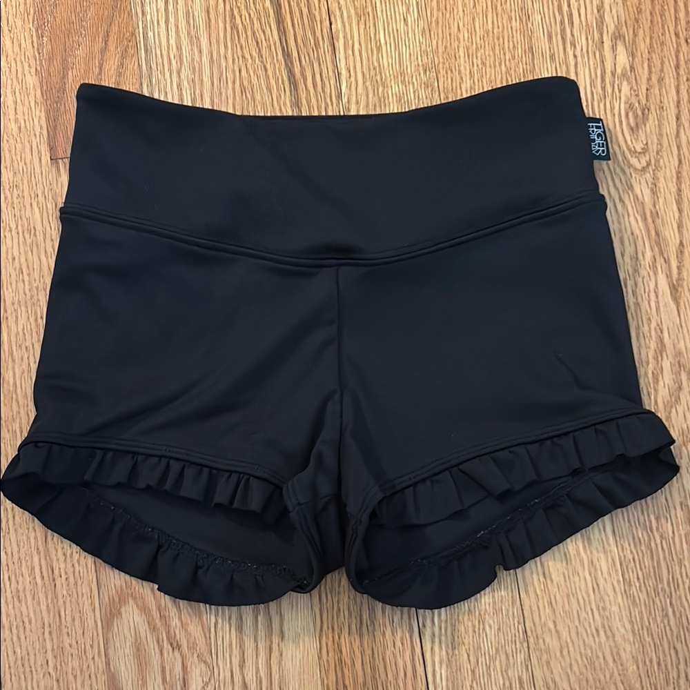 Tiger Friday Black Ruffle Hem Shorts